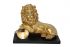 sculpture in synthetic material - lion with base and crystal sphere, art 0870445
